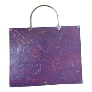 Vintage Antique Tooled Leather Argentina Tote w. Silver handles